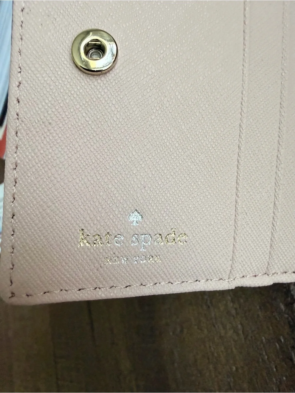 kate spade Small Zip Bifold Wallet in Pale Pink with Gold Hardware